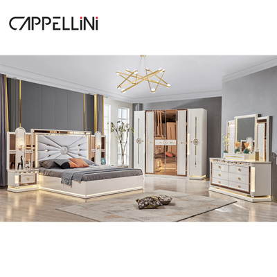Luxus Royal Modern Holzrahmen Doppel King Size Bett Leder Kopfteil Zuhause Klassiker Königin Holz Vollzimmermöbel