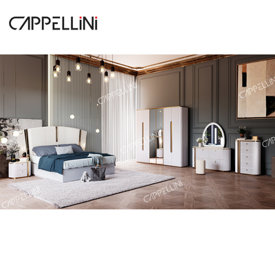 Moderne Villa Weiß Holz King Size Schlafzimmer Set Zuhause Doppel Queen Luxus Holz Vollzimmer Möbel Set
