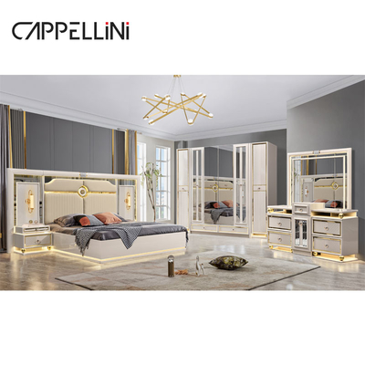 Luxus Holzrahmen Königsgroß Leder Schlafzimmer Set Doppelzimmer Königin Holz Modernes Vollzimmermöbel Set