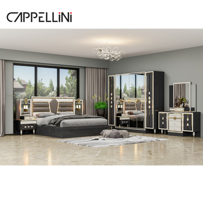 Holz Modernes Doppelleder Kingsize-Bett Set Wohnmöbel Modulares Holz Queen Full Luxus Schlafzimmer Set Möbel