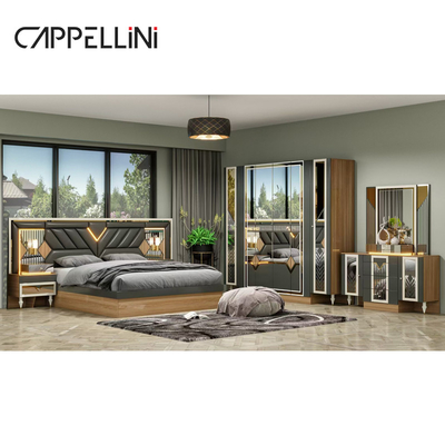 Amerikanisches Holzrahmen Doppelleder Kingsize-Bett Heim Meisterzimmer Suite Holz Billig Voll modernes Schlafzimmermöbel-Set