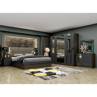 Großhandel Billig Luxus Holzrahmen Doppel King Size Bett Set Modernes Zuhause Türkisches Holz MDF Vollzimmer Set Möbel