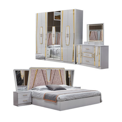 Foshan Großhandel Holzrahmen Doppelleder König Größe Schlafzimmer Home Suite Holz Königin Full Billig modern Luxus Schlafzimmermöbel Set