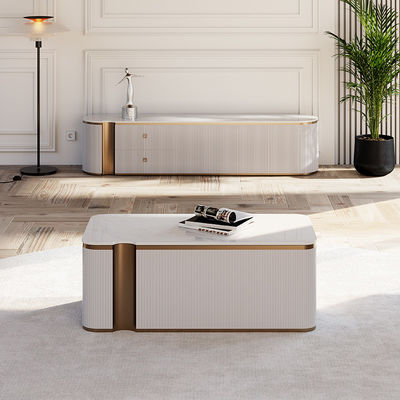 Moderner Luxus Holztv-Schrank und Couchtisch Set Wohnzimmer Möbel Holztv-Stand mit Aufbewahrung