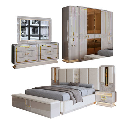 Modern Luxury Royal Komplett Schlafzimmer Set Holz King Size Schlafzimmer Heimzimmer Doppel Holzrahmen Schlafzimmer Möbel Set