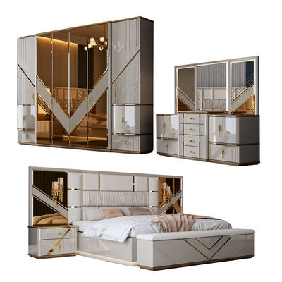 Großhandel Türkisches Komplett Luxus Schlafzimmer Set Home Storage Doppelzimmer Holzrahmen Königgröße Modernes Schlafzimmermöbel Set