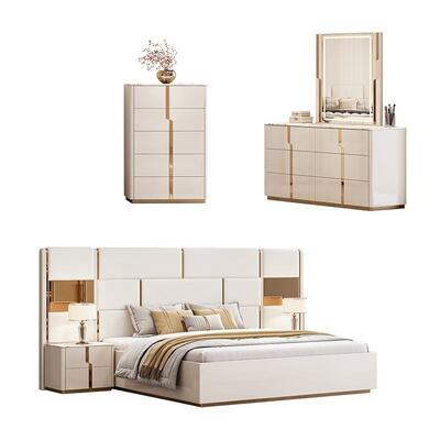 Neues Design Luxus-Königgröße-Bett Doppelzimmer modernes Schlafzimmermöbel-Set Holz-Schlafzimmer-Sets mit Ankleide-Tisch Schubladen