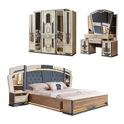 Chambre a Coucher Komplett De Luxe Schlafzimmer Set König Größe Schlafzimmer Heimzimmer Doppel Holzrahmen Modern Luxus Schlafzimmer Möbel Set