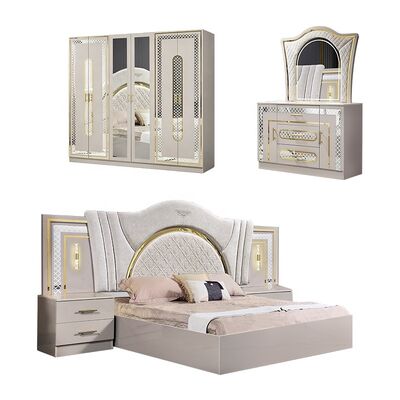 Schlafzimmer-Komplettset Doppelbett Schlafzimmer-Sets Kingsize-Bett Zimmer-Suite Holzrahmen Modern Luxus Schlafzimmer Möbel Set