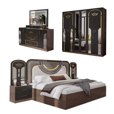 Großhandel Türkische Moderne Schlafzimmermöbel Set Komplett 5 Teile King Size Bett Zimmer Holzrahmen Möbel Schlafzimmer Sets