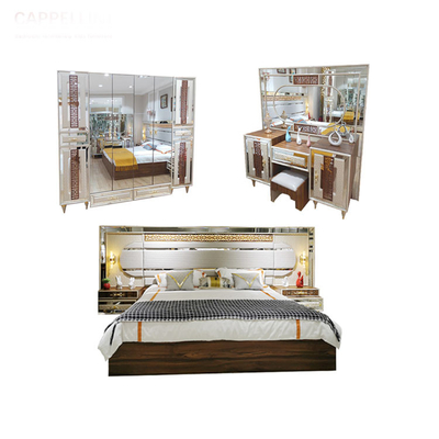 König Size Mirrored Bedroom stellt Möbel 5pcs ODM-Soem ein