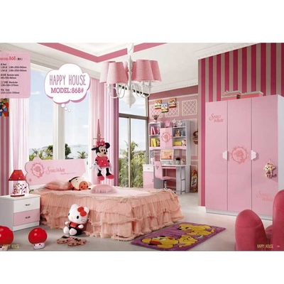 Kinderschlafzimmer-Satz-Prinzessin Kids Furniture 5pcs Cabrini rosa weiße