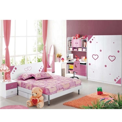 Mdf-Rosa-stellten feste hölzerne Mädchen-Schlafzimmer-Möbel CBM 0,32 ein