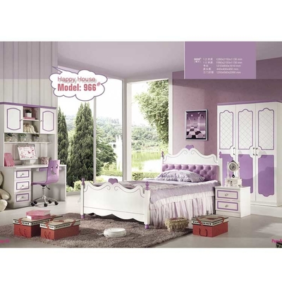Hellpurpurne feste hölzerne Schlafzimmer-Möbel MDF-PUs stellen für Mädchen ein