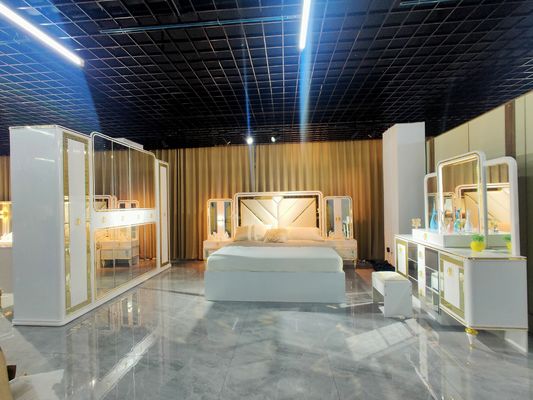 Hölzerner MDF-Ausgangsschlafzimmer-Möbel-Aufbereiter-König Bed Oak Grey White Sets Full Size