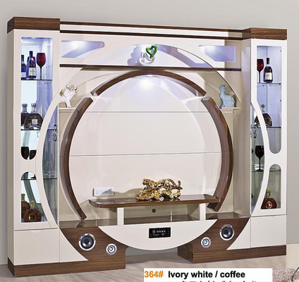 E1 MDF-Platte, automatischer Lift, weißer TV-Lift-Schrank, versteckter Pop-Up-Kamin
