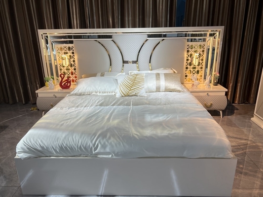 Lederner hölzerner SGS Material moderne Schlafzimmer-Satz-Möbel MDF-PUs
