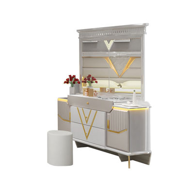 PU ledernes MDF-Schlafzimmer-Satz-Möbel-modernes Steuergoldseitentabellen-Nachtlampen