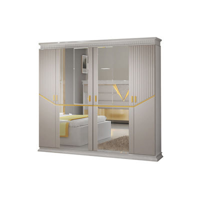 PU ledernes MDF-Schlafzimmer-Satz-Möbel-modernes Steuergoldseitentabellen-Nachtlampen