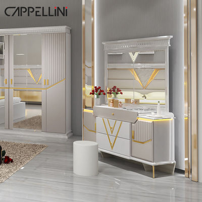 PU ledernes MDF-Schlafzimmer-Satz-Möbel-modernes Steuergoldseitentabellen-Nachtlampen