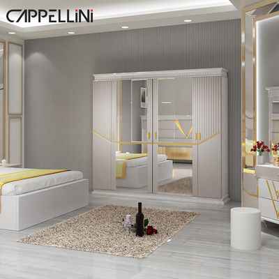 PU ledernes MDF-Schlafzimmer-Satz-Möbel-modernes Steuergoldseitentabellen-Nachtlampen