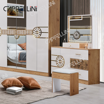 Modernes Kingsize-Bett Türkischer Kleiderschrank 6 Schubladen Wohnzimmer Luxus Royal Holz Schlafzimmermöbel Set