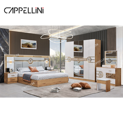 Modernes Kingsize-Bett Türkischer Kleiderschrank 6 Schubladen Wohnzimmer Luxus Royal Holz Schlafzimmermöbel Set