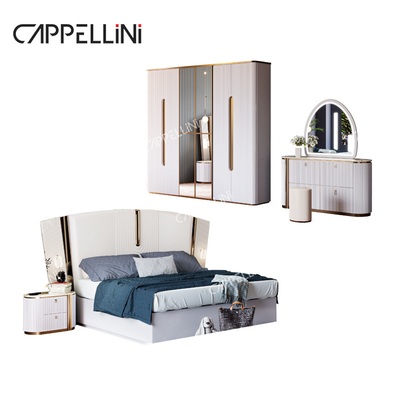 Moderne Villa Weiß Holz King Size Schlafzimmer Set Zuhause Doppel Queen Luxus Holz Vollzimmer Möbel Set