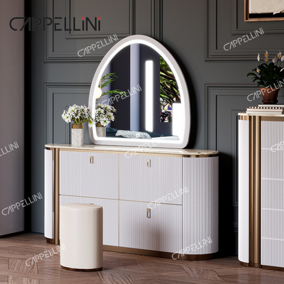 Moderne Villa Weiß Holz King Size Schlafzimmer Set Zuhause Doppel Queen Luxus Holz Vollzimmer Möbel Set