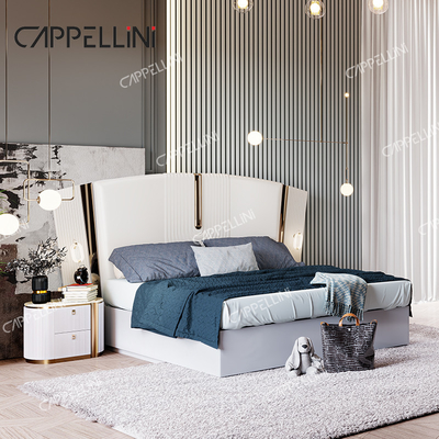 Moderne Villa Weiß Holz King Size Schlafzimmer Set Zuhause Doppel Queen Luxus Holz Vollzimmer Möbel Set
