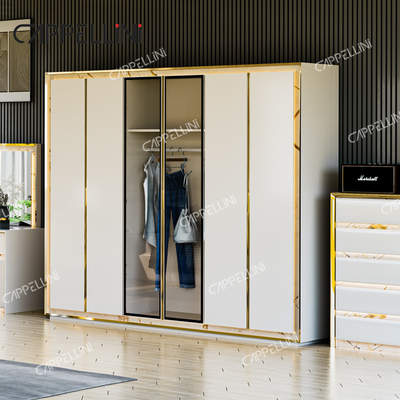 Zeitgenössisches weißes Ledertürm Holz King Size Bett Zuhause Doppel modern Luxus Holz Mdf Vollzimmermöbel Set