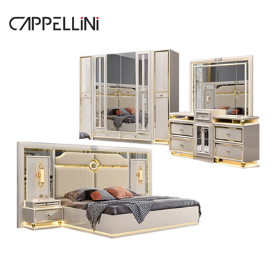 Luxus Holzrahmen Königsgroß Leder Schlafzimmer Set Doppelzimmer Königin Holz Modernes Vollzimmermöbel Set