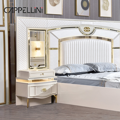 Weißes Zuhause Holz Leder Königin Bett Set Villa Meisterzimmer Holz König Größe Mdf Modern Luxus Voll Schlafzimmer Sets Möbel