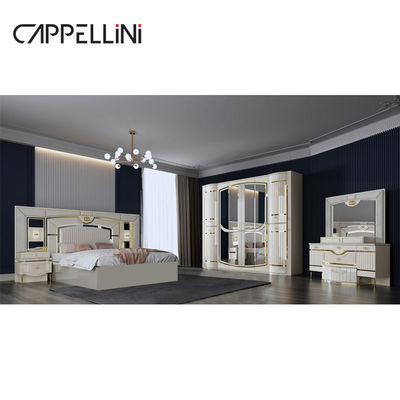 Hochwertiges modernes Doppelleder-Königbett Mdf-Rahmen Luxus Vollkönigin Größe Holzhaus Vollmöbel Schlafzimmer Sets