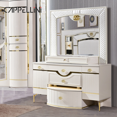 Weißes Zuhause Holz Leder Königin Bett Set Villa Meisterzimmer Holz König Größe Mdf Modern Luxus Voll Schlafzimmer Sets Möbel