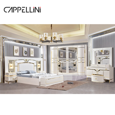 Weißes Zuhause Holz Leder Königin Bett Set Villa Meisterzimmer Holz König Größe Mdf Modern Luxus Voll Schlafzimmer Sets Möbel