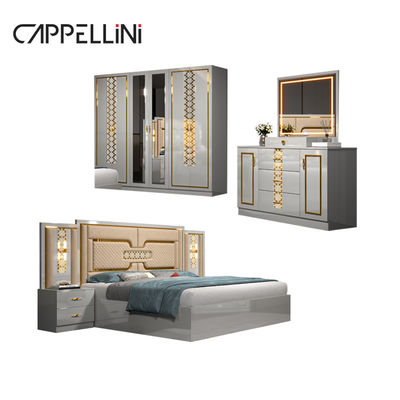 Zuhause Meisterzimmer Doppelleder Kingsize Bett Großhandel Billig Modern Luxus Königin Holz Mdf Vollzimmermöbel Set