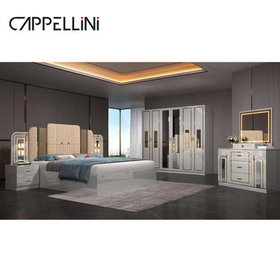 Billiges modernes Lederkopfhörer Schlafzimmer Queen Size Wohnung Doppelzimmer Holz Full King Schlafzimmer Möbel Set