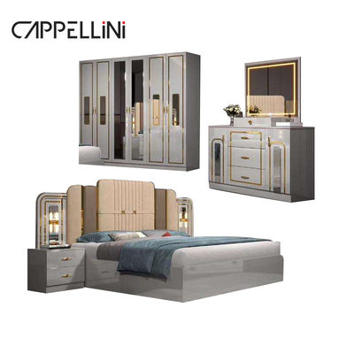 Billiges modernes Lederkopfhörer Schlafzimmer Queen Size Wohnung Doppelzimmer Holz Full King Schlafzimmer Möbel Set