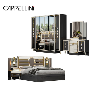 Holz Modernes Doppelleder Kingsize-Bett Set Wohnmöbel Modulares Holz Queen Full Luxus Schlafzimmer Set Möbel