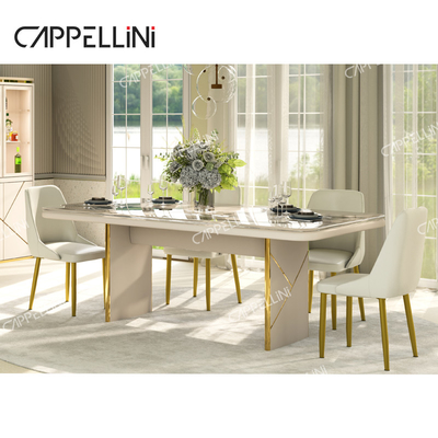 Modernes Design Esstisch 4 Stühle Set 6 Sitzplätze Wohnzimmer Möbel Luxus Marmor Schiefer Oberstisch Set