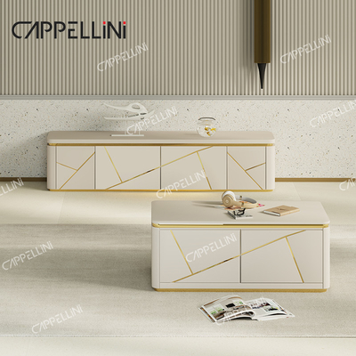 Moderner Luxus Holztv-Schrank und Couchtisch Set Wohnzimmer Möbel Holztv-Stand mit Aufbewahrung