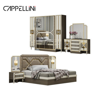 Billiges modernes Holzrahmen Doppel Kingsize Lederbett Lederkopfteil Luxus Holzmöbel Schlafzimmer Set