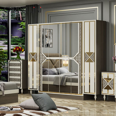 Billiges modernes Holzrahmen Doppel Kingsize Lederbett Lederkopfteil Luxus Holzmöbel Schlafzimmer Set