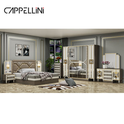 Billiges modernes Holzrahmen Doppel Kingsize Lederbett Lederkopfteil Luxus Holzmöbel Schlafzimmer Set