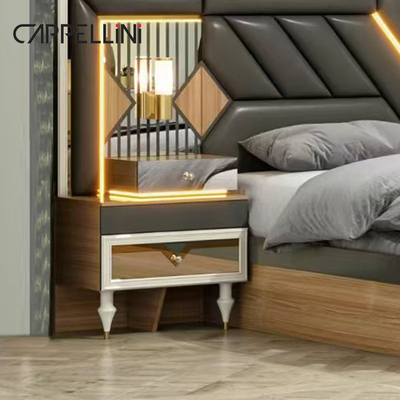 Amerikanisches Holzrahmen Doppelleder Kingsize-Bett Heim Meisterzimmer Suite Holz Billig Voll modernes Schlafzimmermöbel-Set