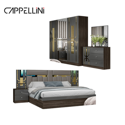 Foshan Großhandel Preis King Größe Holz Leder Schlafzimmer Zuhause Moderne Luxus Billig Full Mdf Schlafzimmermöbel Set