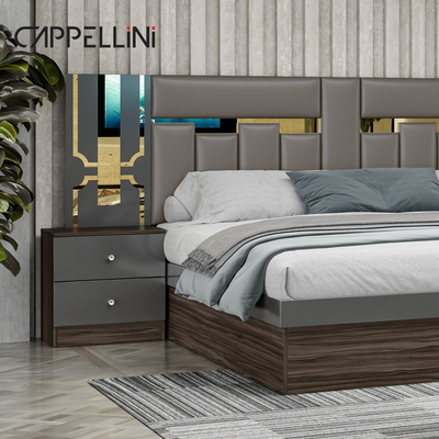 Foshan Großhandel Preis King Größe Holz Leder Schlafzimmer Zuhause Moderne Luxus Billig Full Mdf Schlafzimmermöbel Set
