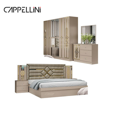 Billiger Preis Königin Größe Holzkopfhühle Modernes Leder Bett Rom Suite Luxus King Größe Mdf Voll Schlafzimmer Möbel Set