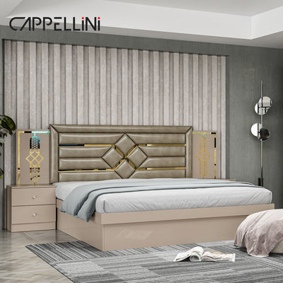 Billiger Preis Königin Größe Holzkopfhühle Modernes Leder Bett Rom Suite Luxus King Größe Mdf Voll Schlafzimmer Möbel Set